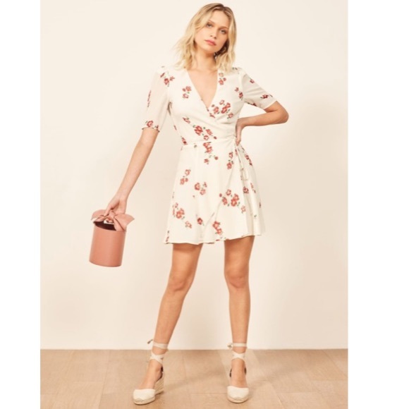NWOT Reformation Lucky Floral Print Wrap Dress - Picture 3 of 8